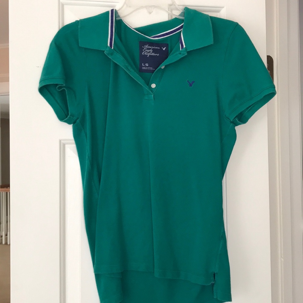 Collared teal American Eagle shirt